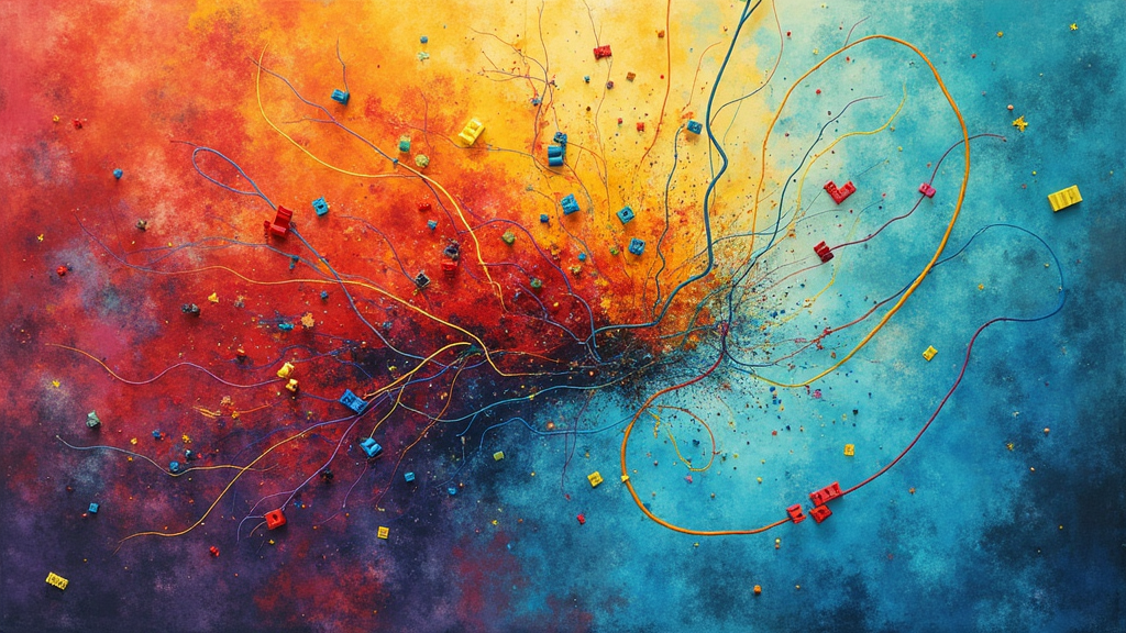 An abstract colorful illustration of neural pathways and sensory input visuals.
